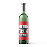 Red Merry Fucking Christmas Wine Bottle Label - Wbl014